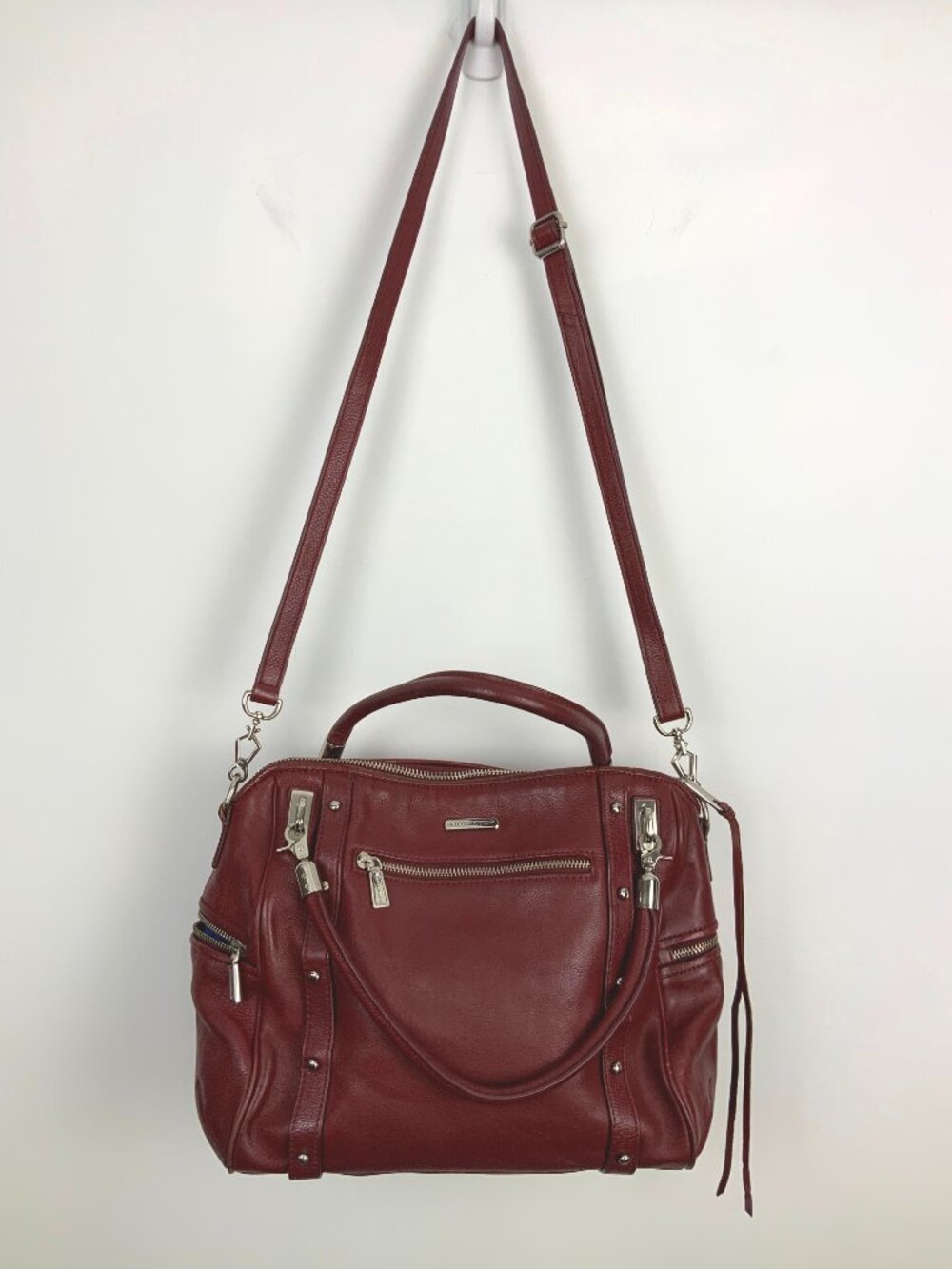Rebecca Minkoff Burgundy Leather Cupid Satchel Bag Purse Crossbody - Picture 14 of 16